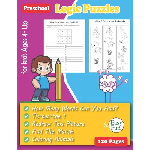 Logic Puzzles for Kids: Preschool Workbook - Ages 4 and Up, pre-handwriting practice activity book for toddler, sequencing workbook