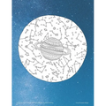 Galaxy Sky Map Notebook with Flower Margins for Adult Coloring