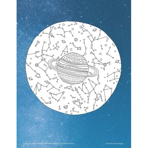 Galaxy Sky Map Notebook with Flower Margins for Adult Coloring