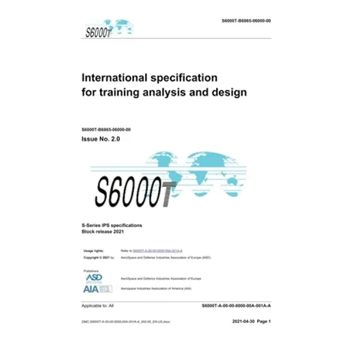 S6000T, International specification for training analysis and design, Issue 2.07: S-Series 2021 Block Release
