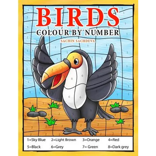 Birds: Colour by Number book for Kids and preschoolers