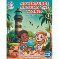 ADVENTURES AROUND THE WORLD Coloring book: For kids, to learn about countries, flags and traditional costumes