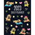 Pug Planner 2023: Funny Tiny Dog Monthly Agenda January-December Organizer (12 Months) Cute Canine Puppy Pet Scheduler with Flowers & Pretty Pink Hear