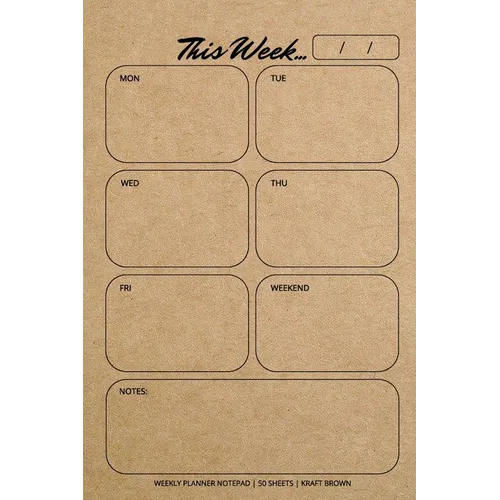 Weekly Planner Notepad: Kraft Brown, Daily Planning Pad for Organizing, Tasks, Goals, Schedule