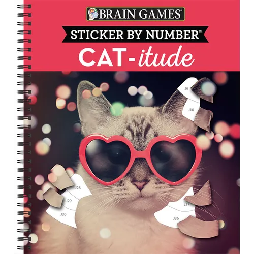 Brain Games - Sticker by Number: Cat-Itude (25 Images to Sticker)