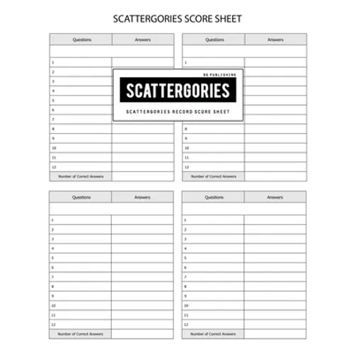 BG Publishing Scattergories Score Sheet: Scattergories Game Record Keeper for Keep Track of Who's Ahead In Your Favorite Creative Thinking Category Ba