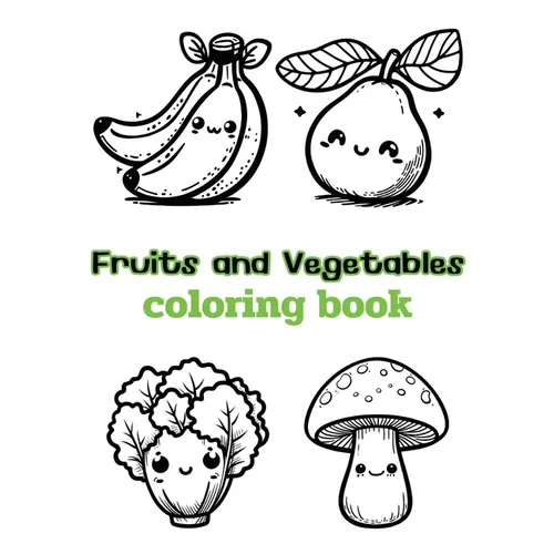 Fruits and Vegetables coloring book: Children's coloring pages + word search puzzles