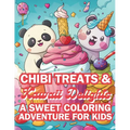 Chibi Treats & Kawaii Delights A Sweet Coloring Adventure for Kids: Adorable Characters and Irresistible Sweets with 4 Illustrations per Page!