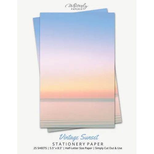 Vintage Sunset Stationery Paper: Half Letter Size Paper, Summer Themed, Letter Writing Paper, 25-sheets